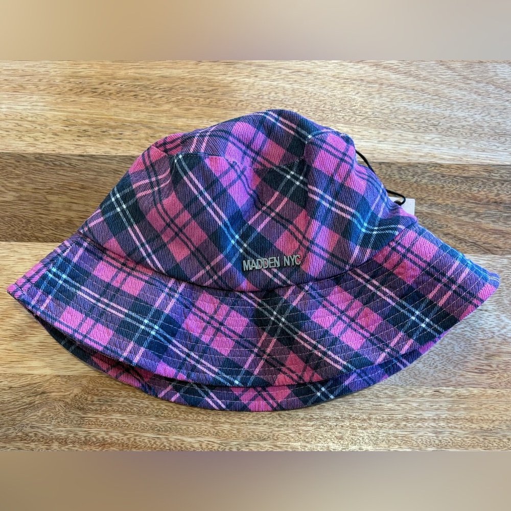 Madden NYC Plaid Bucket Hat | Pink & Black Y2K Style | NWT